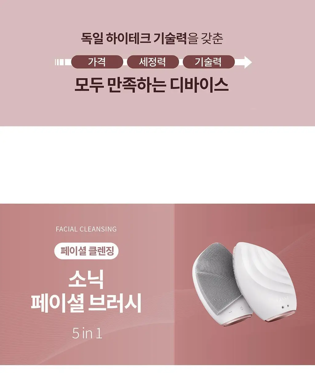 [단독 선물포장/국소 부위 가능] 장다아PICK 게스케 소닉 페이셜 진동클렌저 5 in 1 상세페이지 4